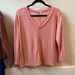 Pink vneck long sleeve top